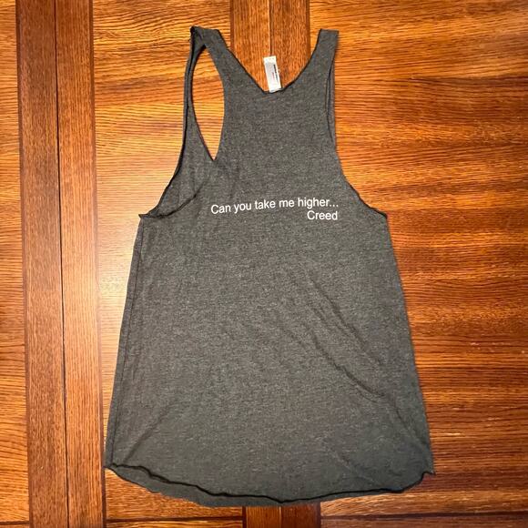 American Apparel Gray Creed Can You Take Me Higher Racerback Workout Shirt Large - Picture 9 of 11